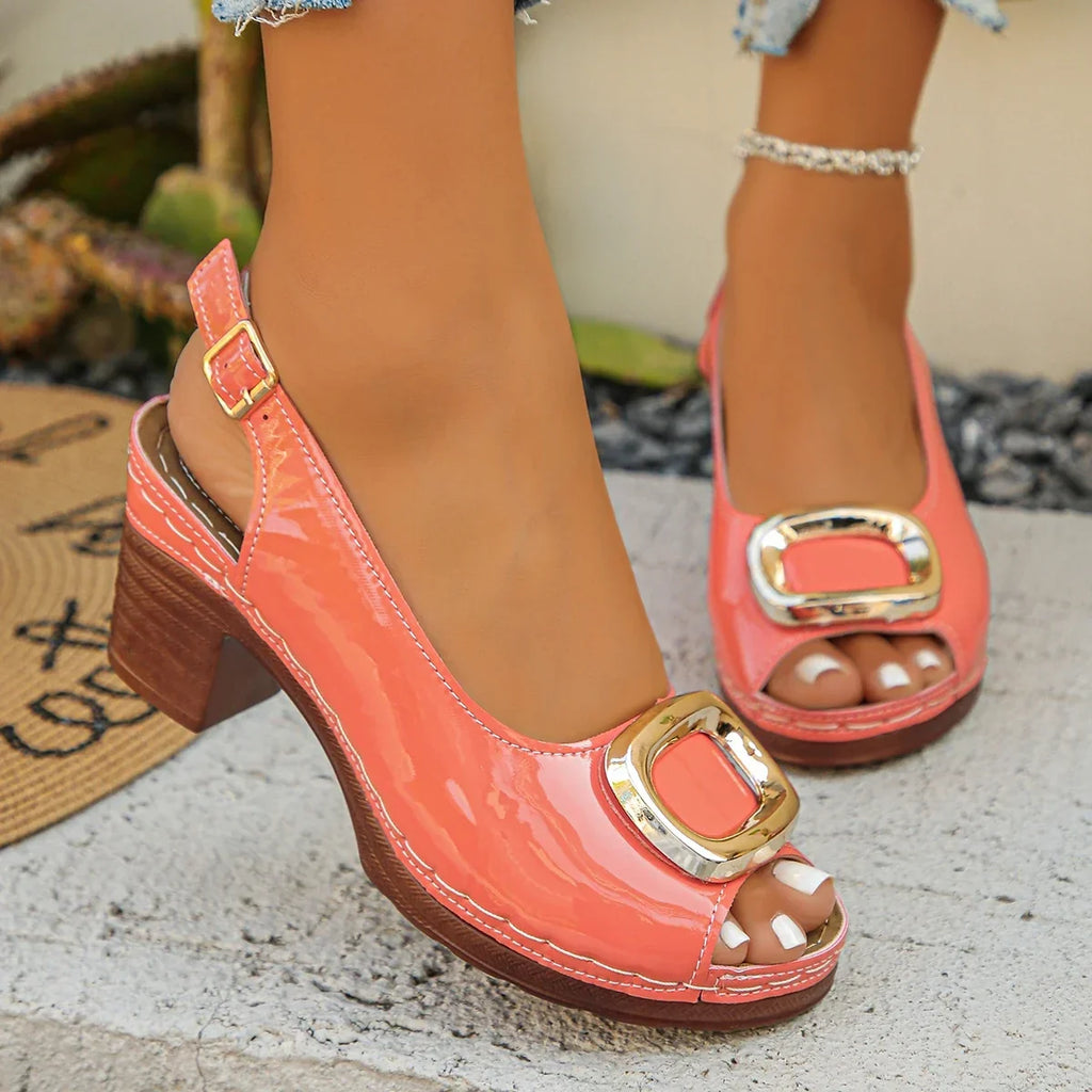 Sandalias Charol Taco Alto Vittoria