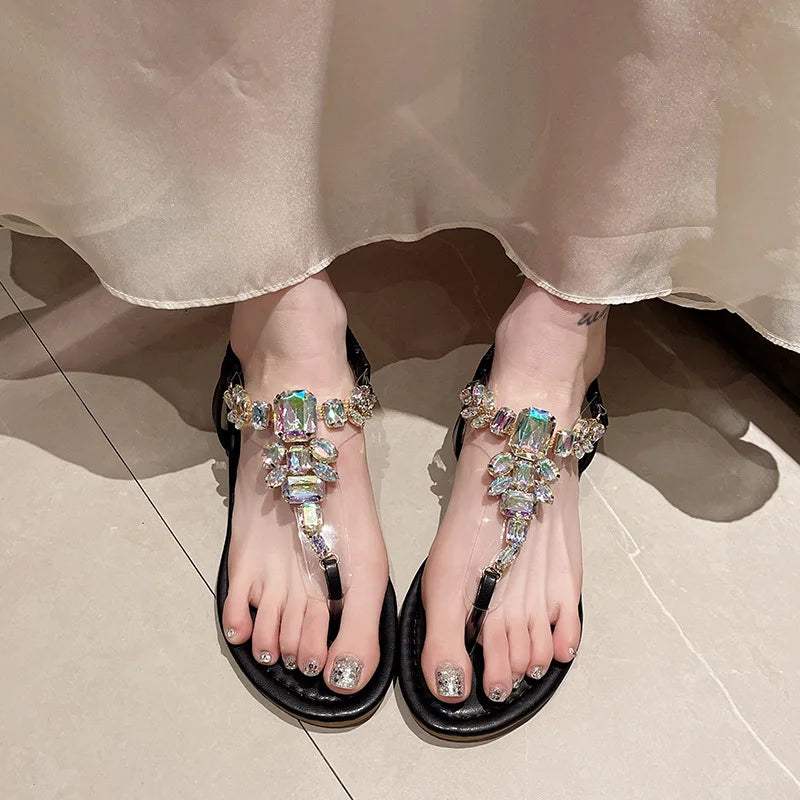 Sandalias Chatas Mora Strass