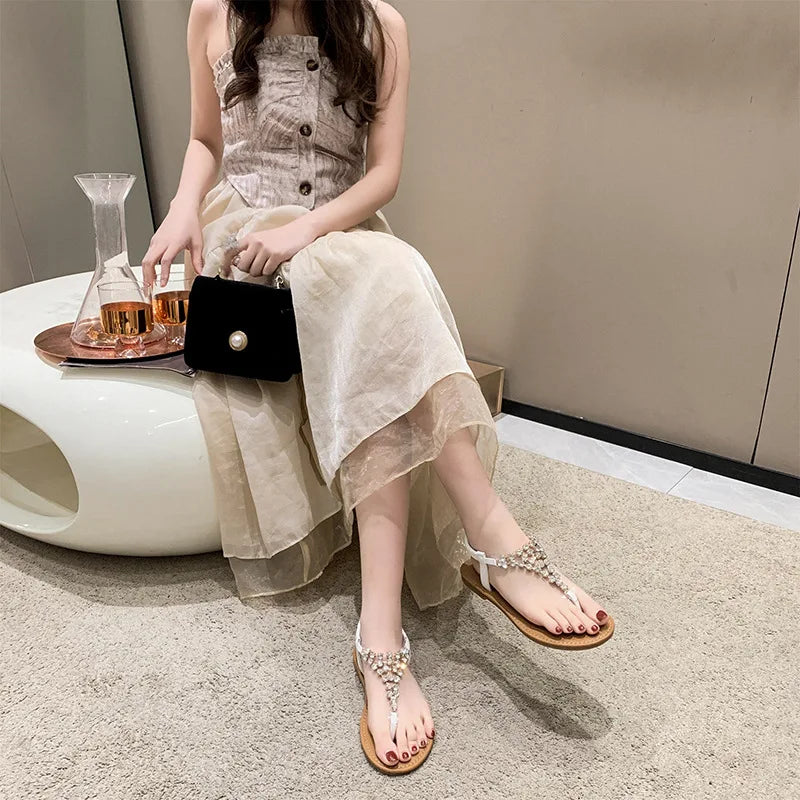 Sandalias Vinílicas Strass Áurea
