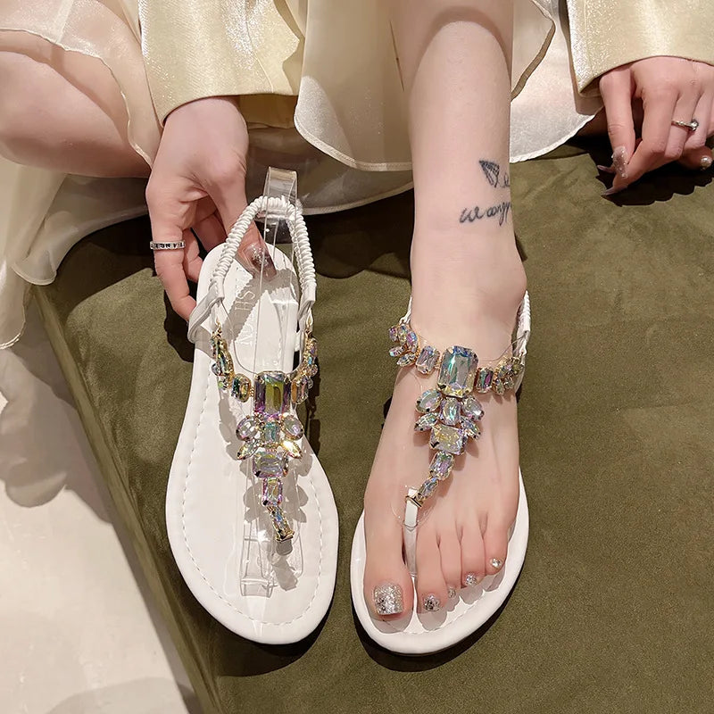 Sandalias Chatas Mora Strass